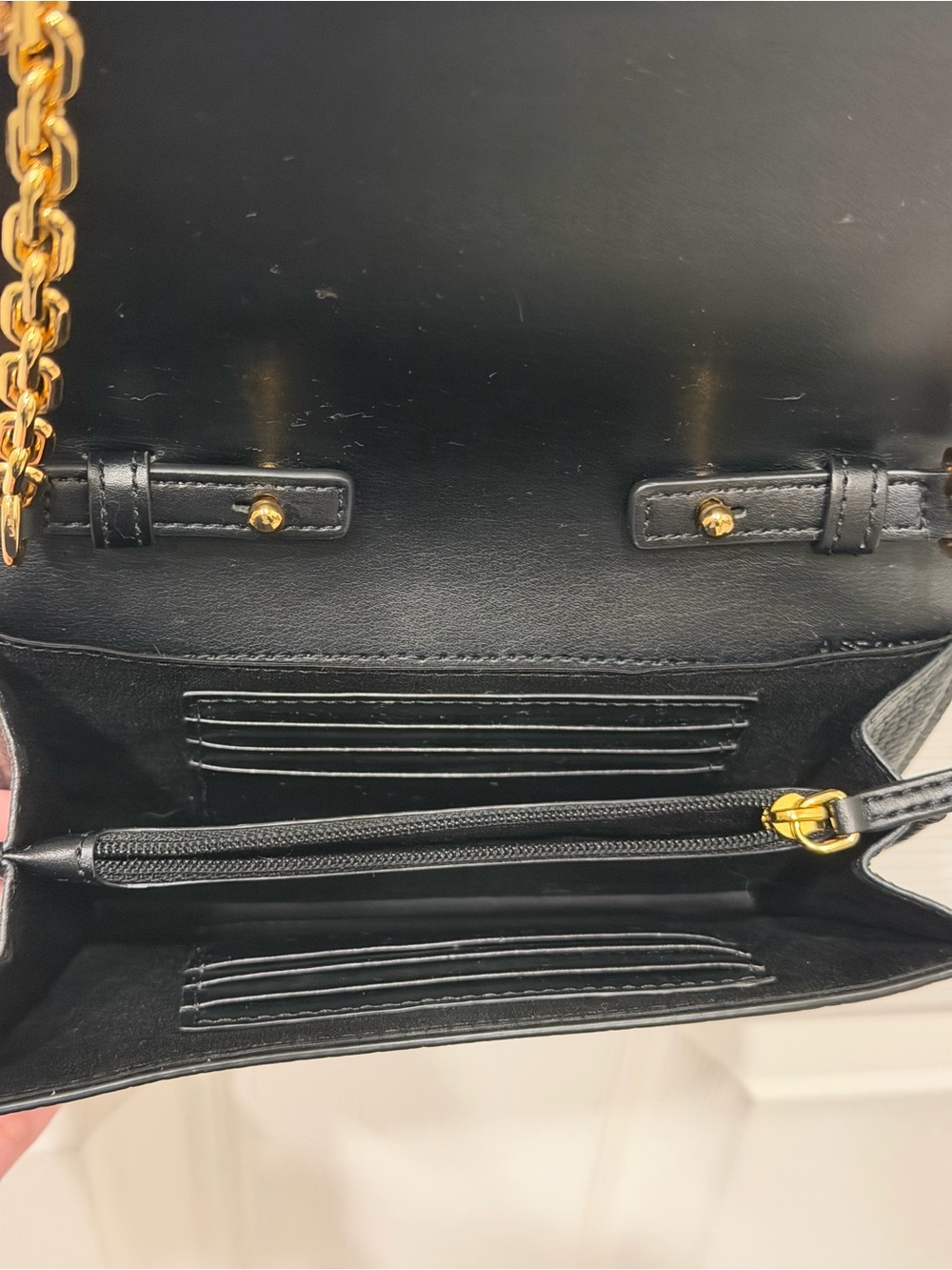 Marc Jacobs Empire City Leather Wallet On Chain Black Gold Crossbody Bag WOC - Picture 4 of 7